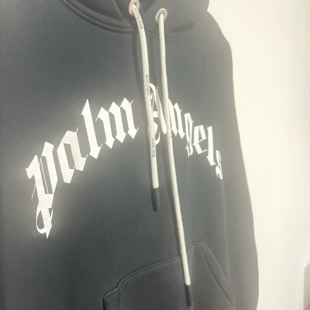 Palm Angels Black Hoodie with White Drawstrings - Picture 8 of 8